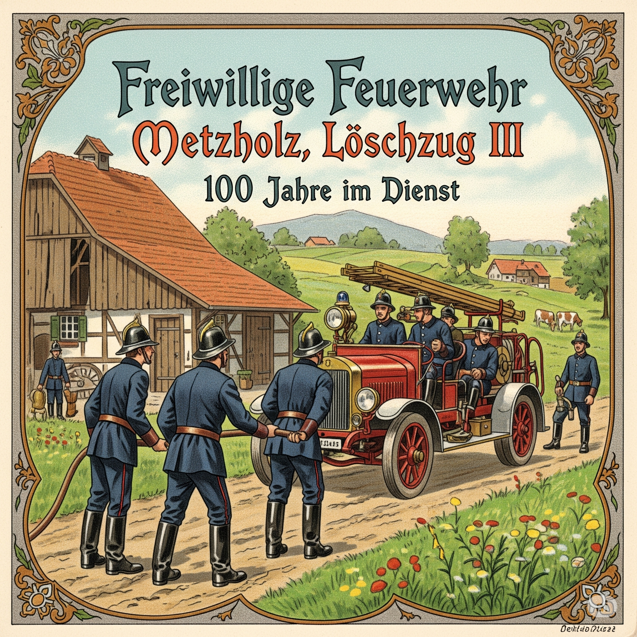 Postkarte 100 Jahre im Dienst